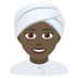 👳🏿‍♀️ woman wearing turban: dark skin tone display on JoyPixels